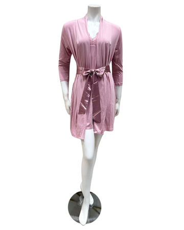 Fleur't 620 Pink Nectar Modal Short Morning Robe myselflingerie.com